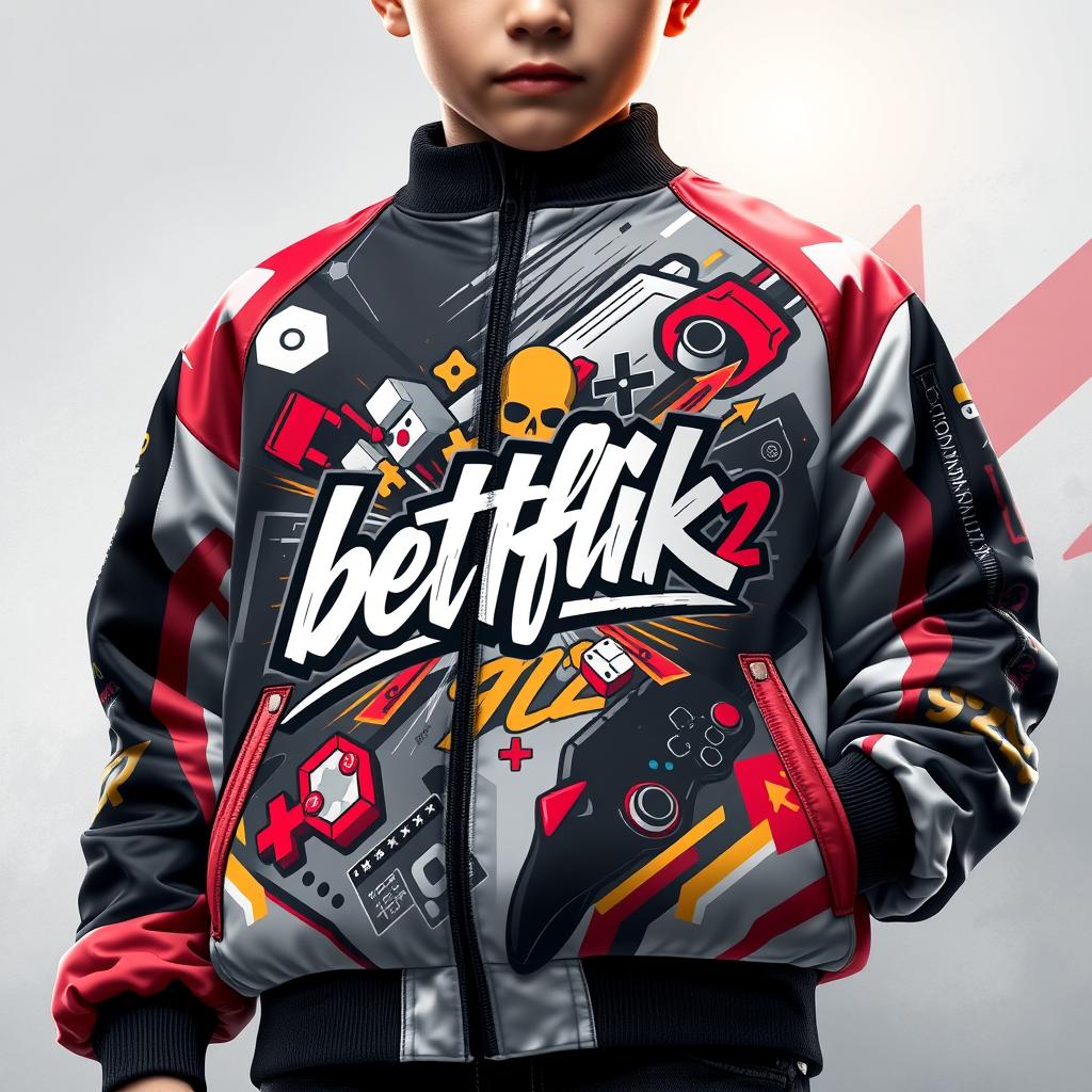 Kids Premium Gaming Jacket with 'betflik928' Graphic Design