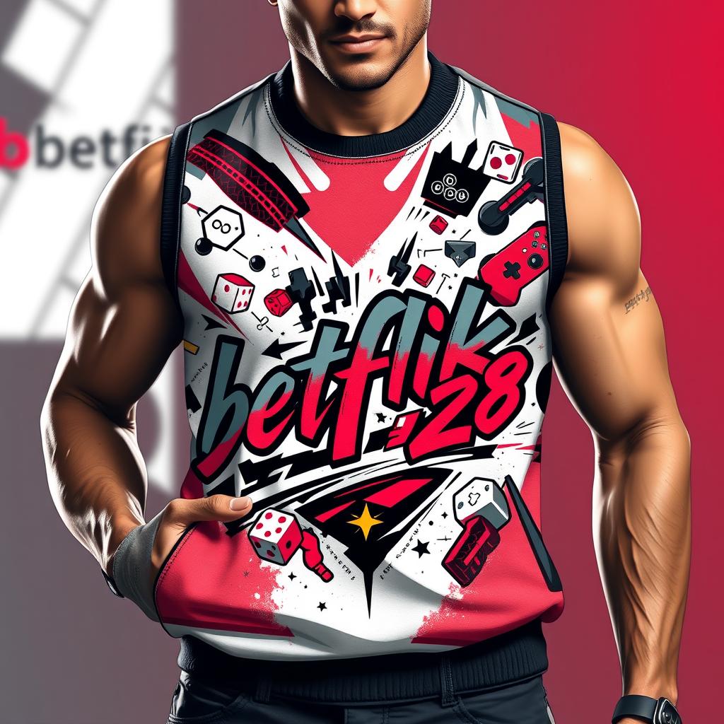 Mens Premium Fitted Vest with Gaming-Inspired 'betflik928' Design